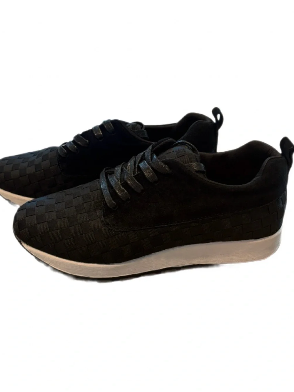 Bernie Mev Black Woven Lace-Up Sneakers Comfort Fashion Shoes EU 40 US 9.5